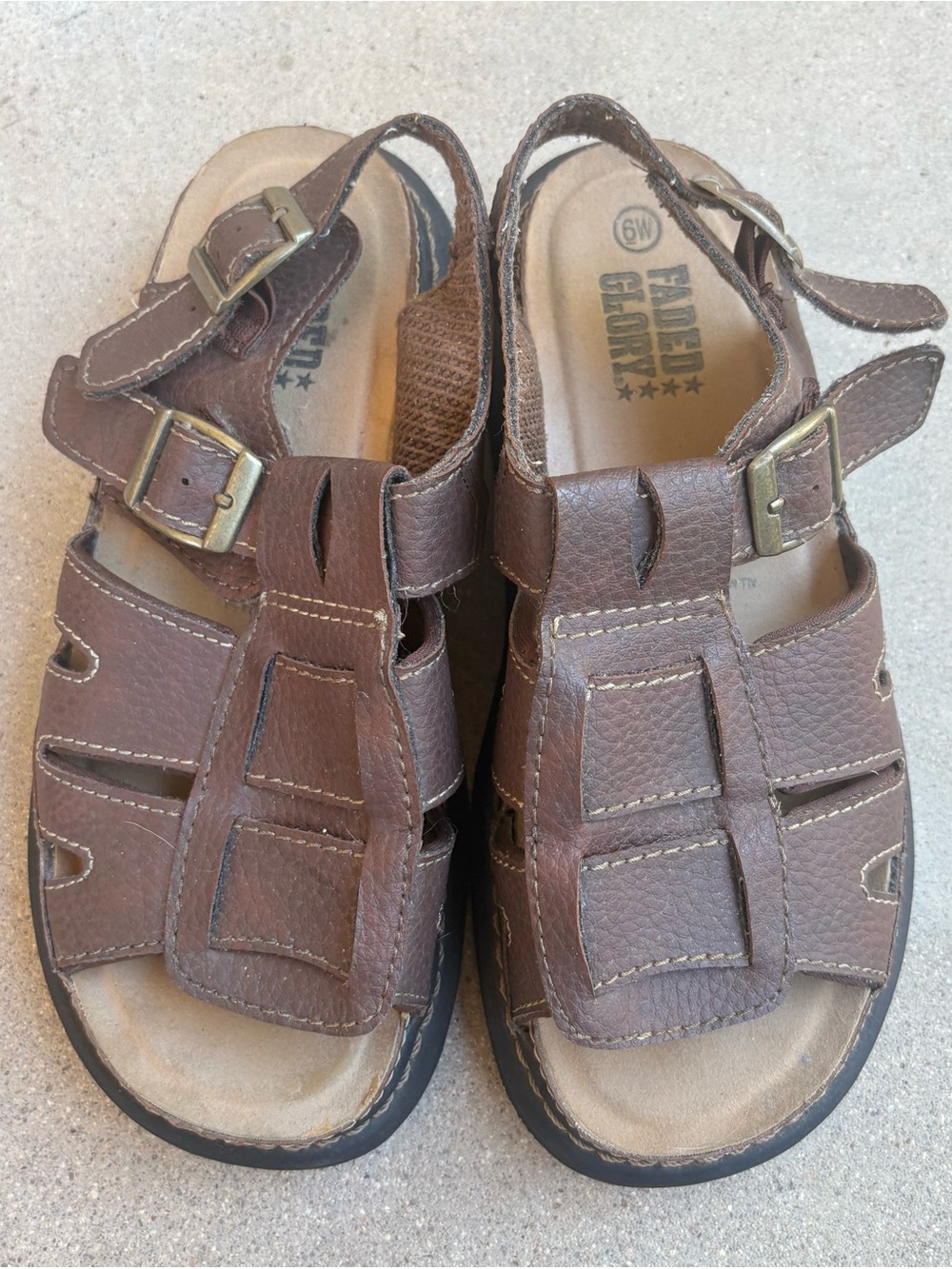 EUC Vintage Faded Glory Women 7.5/8 Men 6W  Brown Chunky Y2K Platform Sandals